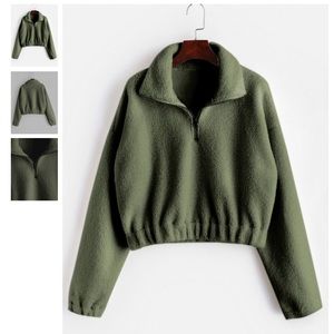 Half Zip Faux Fur Sweatshirt
